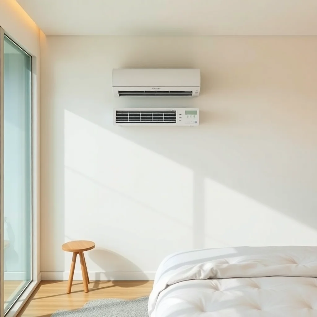 bedroom interior minimalist air conditioner wall mounted